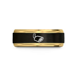 custom engraved friendship rings – black & gold tungsten exhaust tip wedding band