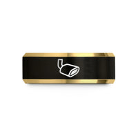 unique rings for friends – black & gold tungsten exhaust tip wedding band