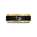 engraved rings for friends – black & gold tungsten exhaust tip wedding band