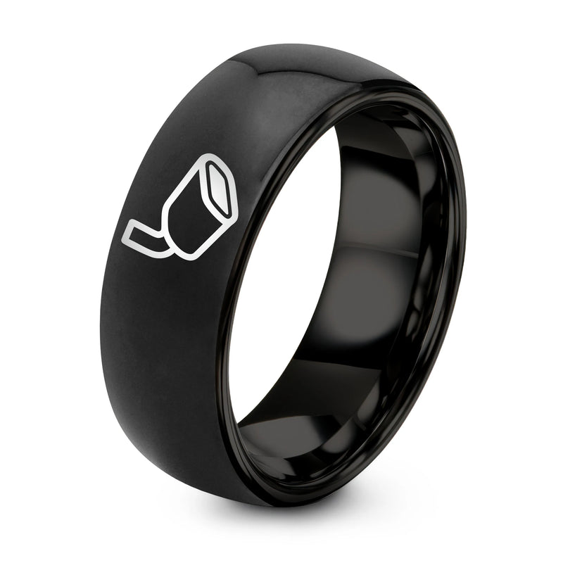 Exhaust Tip – Tungsten Wedding Band, 8 mm, Black Comfort-Fit Unisex