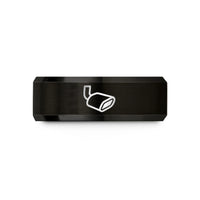 matching rings for couples – black tungsten exhaust tip wedding band
