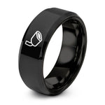 custom engraved friendship rings – black tungsten exhaust tip ring