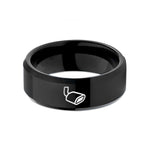 engraved rings for friends – black tungsten exhaust tip wedding band
