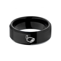 engraved rings for friends – black tungsten exhaust tip wedding band