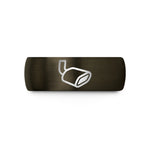 custom engraved friendship rings – gunmetal & black tungsten exhaust tip wedding band