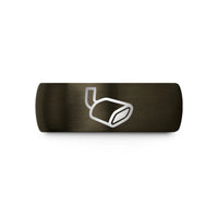 custom engraved friendship rings – gunmetal & black tungsten exhaust tip wedding band