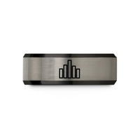 engraved presents for him – black & grey tungsten equalizer bars wedding band