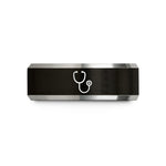 friendship ring for him – black & grey tungsten stethoscope wedding band