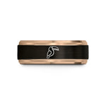 unique friend present ideas – black & rose gold tungsten toucan wedding band