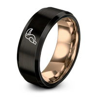 custom presents for pals – black & rose gold tungsten toucan ring