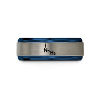 unisex promise ring – blue & gray tungsten amine nh2 wedding band