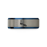 unisex promise ring – blue & gray tungsten amine nh2 wedding band