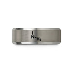 rings with engraved message – gray tungsten amine nh2 wedding band