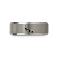 rings with engraved message – gray tungsten amine nh2 wedding band