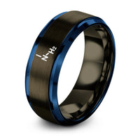 gunmetal & blue tungsten amine nh2 ring