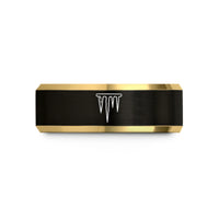 unisex friendship ring set – black & gold tungsten icicles wedding band