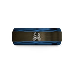engraved friendship band – gunmetal & blue tungsten planetary rover wedding band