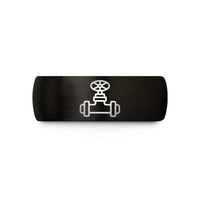 custom message ring – black & gold tungsten steam pipe valve wedding band