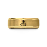 custom message ring – gold tungsten steam pipe valve wedding band