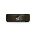 engraved friendship rings – gunmetal & black tungsten raven wedding band