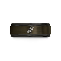 engraved friendship rings – gunmetal & black tungsten raven wedding band