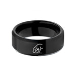 promise bands for women – black tungsten sniffing dog wedding band