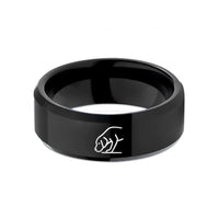 promise bands for women – black tungsten sniffing dog wedding band