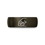 promise bands for women – gunmetal & black tungsten sniffing dog wedding band