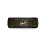 promise bands for women – gunmetal & black tungsten sniffing dog wedding band