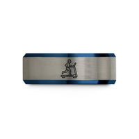 friendship rings for adults – black & blue & gray tungsten treadmill wedding band