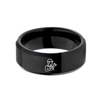 engraved bands for pairs – black tungsten diesel mechanic silhouette wedding band
