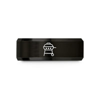 engraved rings for friends – black tungsten gas grill wedding band
