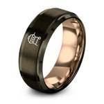 friendship ring for couples – gunmetal & rose gold tungsten gas grill ring