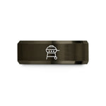 engraved rings for friends – gunmetal & rose gold tungsten gas grill wedding band