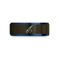 unique rings for friends – gunmetal & blue tungsten soldering iron wedding band