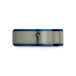 friendship rings for adults – black & blue & silver tungsten boat hook wedding band
