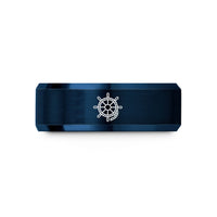 custom engraved friendship – blue tungsten helm rope wedding band