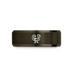 engraved rings for couples – gunmetal & rose gold tungsten sankofa bird adinkra wedding band