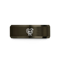 engraved rings for couples – gunmetal & rose gold tungsten sankofa bird adinkra wedding band