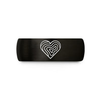 unisex tungsten wedding band – black & gold tungsten heart topo lines wedding band