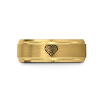 unique wedding ring design – gold tungsten heart topo lines wedding band