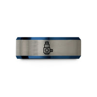 custom wedding band present – blue & grey tungsten sma connector wedding band