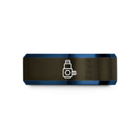 personalized wedding present ideas – gunmetal & blue tungsten sma connector wedding band