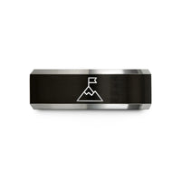 custom wedding ring sets – black & gray tungsten summit flag wedding band
