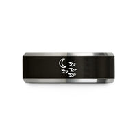unique presents for her – black & gray tungsten birds flock moon wedding band