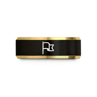 unique presents for wife – black & gold tungsten folded flag wedding band