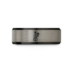 comfort fit rings men – black & gray tungsten floral violin rose wedding band