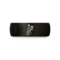 tungsten rings for women – black & rose gold tungsten floral violin rose wedding band