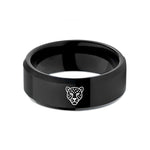 thoughtful presents for partner – black tungsten leopard wedding band