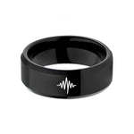 tungsten wedding bands unisex – black tungsten sound waveform wedding band